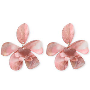 Orecchini resina alla moda fiore rosa multicolore