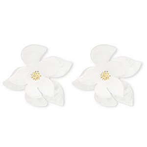 Orecchini alla moda in resina fiore bianco-oro
