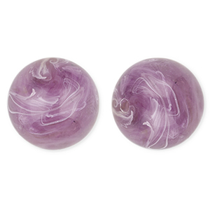 Perline in acrilico 20 mm tonda viola-marrone-marmo