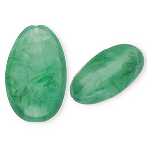 Perline in acrilico ovali allungate verde scuro-marmo