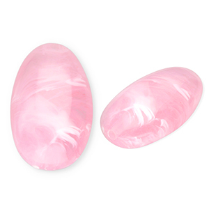 Perline in acrilico ovali allungate rosa-marmo