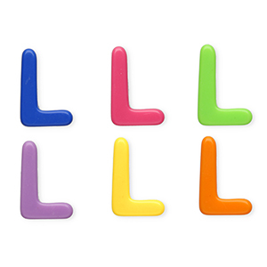 Perline alfabeto in acrilico con disegno lettera L multicolore