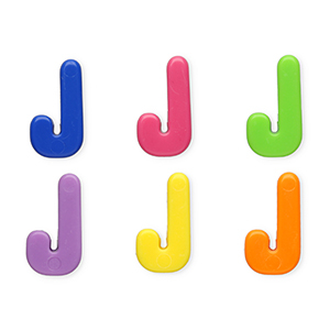 Perline alfabeto in acrilico con disegno lettera J multicolore