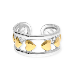 Anelli in acciaio inossidabile cuore argento-oro