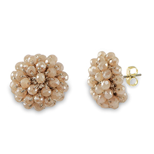 Orecchini sfaccettati con anellino beige