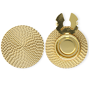 Copri bottoni in acciaio inossidabile tondi rattan-look oro