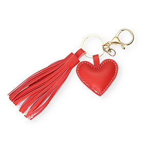 Portachiavi cuore con nappe rosso-oro
