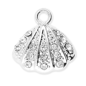 Ciondoli di metallo conchiglia con strass argento-trasparente