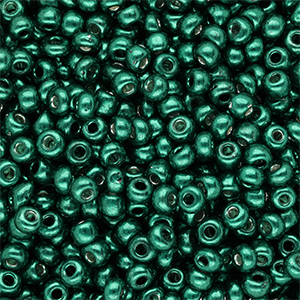 Perline di vetro rocailles 6/0 (4mm) verde ottanio metallico luminoso