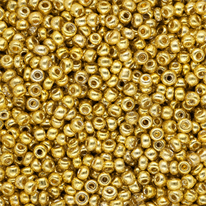 Perline di vetro rocailles 8/0 (3mm) oro giallo metallico luminoso