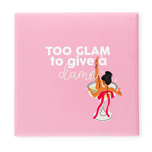BY31&reg; Piastrella decorativa con scritta "Too glam to give a damn" rosa-bianco-rosso-nero