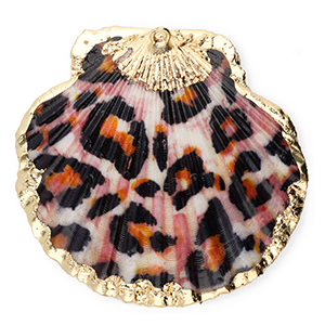 Pendenti di conchiglia prodotti speciali conchiglia di capesante leopardo nero-arancione-oro