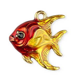 Ciondoli in acciaio inossidabile smalto pesce oro-rosso-giallo-nero