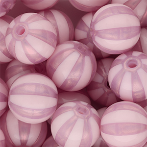 DQ&reg; Perline in acrilico 16 mm con strisce rosa vintage