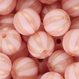 DQ&reg; Perline in acrilico 16 mm con strisce rosa chiaro-rosa pesca