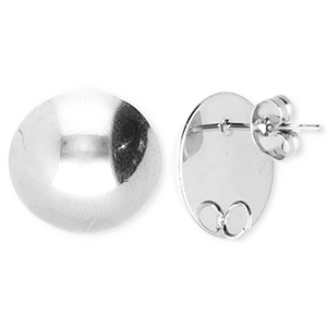 BY31&reg; Componenti in acciaio inossidabile orecchini tondi con anellino argento