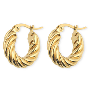 BY31&reg; Orecchini a cerchio in acciaio inossidabile a spirale oro