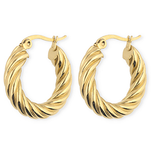 BY31&reg; Orecchini a cerchio in acciaio inossidabile a spirale oro