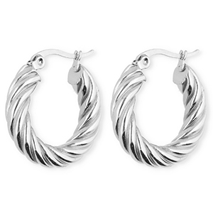 BY31&reg; Orecchini a cerchio in acciaio inossidabile a spirale argento
