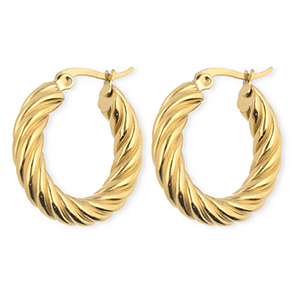 BY31&reg; Orecchini a cerchio in acciaio inossidabile a spirale oro