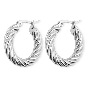 BY31&reg; Orecchini a cerchio in acciaio inossidabile a spirale argento