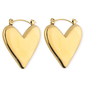 BY31&reg; Orecchini a cerchio in acciaio inossidabile a cuore oro