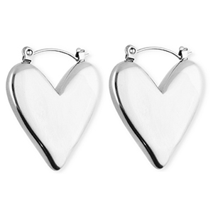 BY31&reg; Orecchini a cerchio in acciaio inossidabile a cuore argento