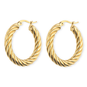 BY31&reg; Orecchini a cerchio in acciaio inossidabile a spirale oro