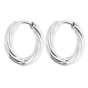 BY31&reg; Orecchini a cerchio in acciaio inossidabile a spirale argento