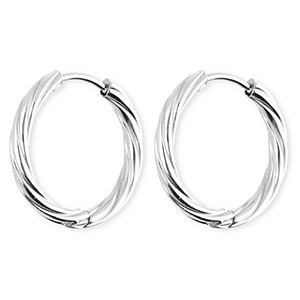 BY31&reg; Orecchini a cerchio in acciaio inossidabile a spirale argento