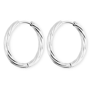 BY31&reg; Orecchini a cerchio in acciaio inossidabile a spirale argento