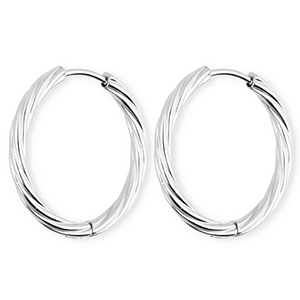 BY31&reg; Orecchini a cerchio in acciaio inossidabile a spirale argento