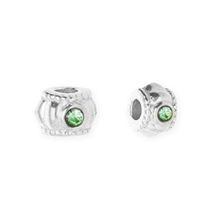 Perline in acciaio inossidabile anello con strass 6mm argento-verde