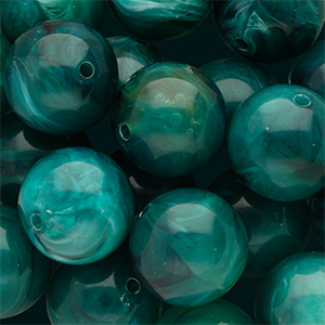 Perline in acrilico 18 mm tonda verde ottanio-multicolore-bianco marmo