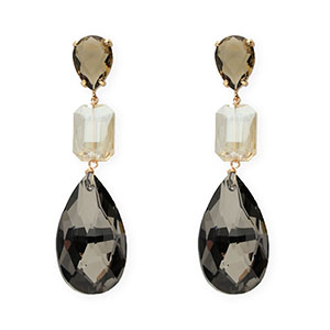 Orecchini con Cristalli goccia-rettangolo marrone-beige sabbia-antracite-oro