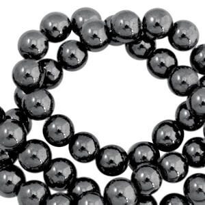 Perline di ematite 8 mm tonda grigio antracite
