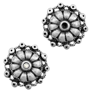 Ciondoli di metallo TQ fiore con castone per Swarovski SS24 argento antico
