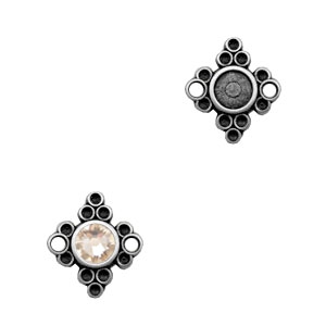 Ciondoli di metallo TQ distanziatore/castone a forma di rombo argento antico
