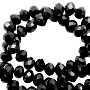 Perline sfaccettate 4x3mm rondella nero-effetto perlato