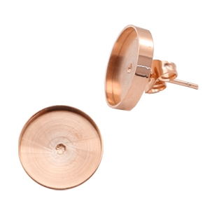 Polaris Steel in acciaio inossidabile orecchini con castone per cabochon 12mm oro rosa